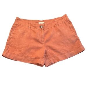 LOFT Size 8 100% Burnt Orange Linen Cuffed Shorts Excellent Condition